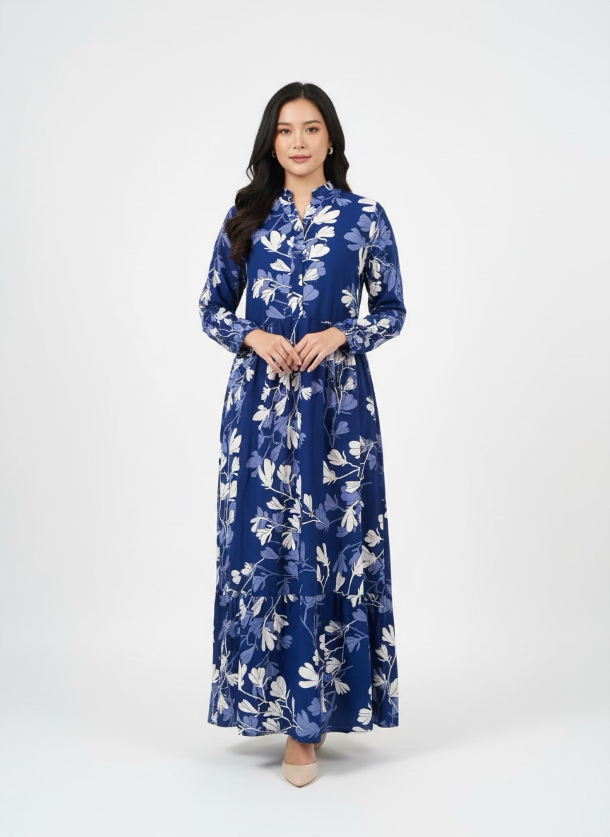 Long-Sleeve mixer Patterned Dress