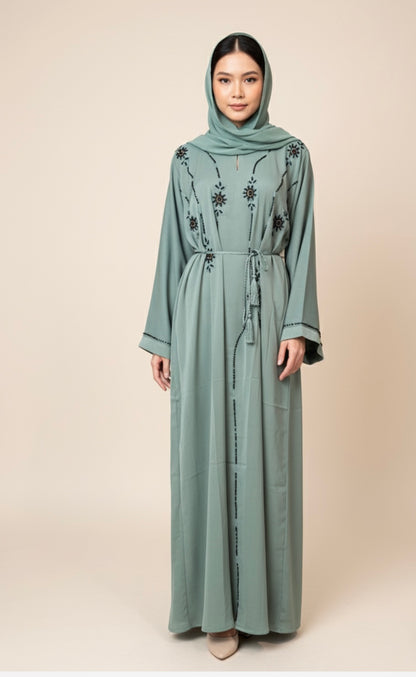 Women's Abaya Set (3-Piece) – Modest Wear with Matching Scarf & Waist Tie