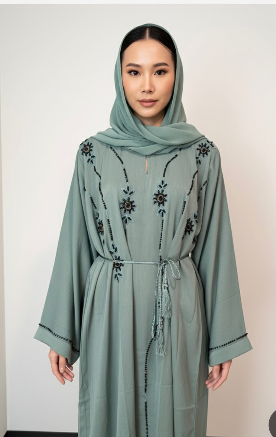 Women's Abaya Set (3-Piece) – Modest Wear with Matching Scarf & Waist Tie