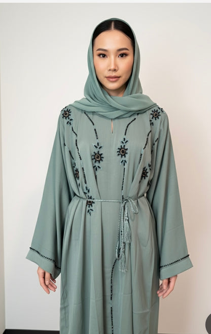 Women's Abaya Set (3-Piece) – Modest Wear with Matching Scarf & Waist Tie