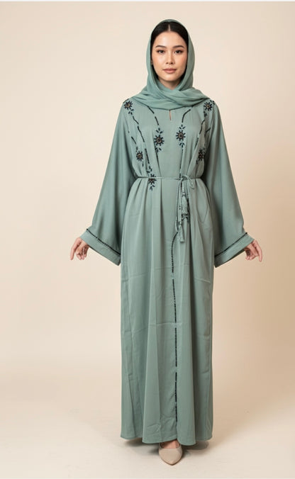 Women's Abaya Set (3-Piece) – Modest Wear with Matching Scarf & Waist Tie