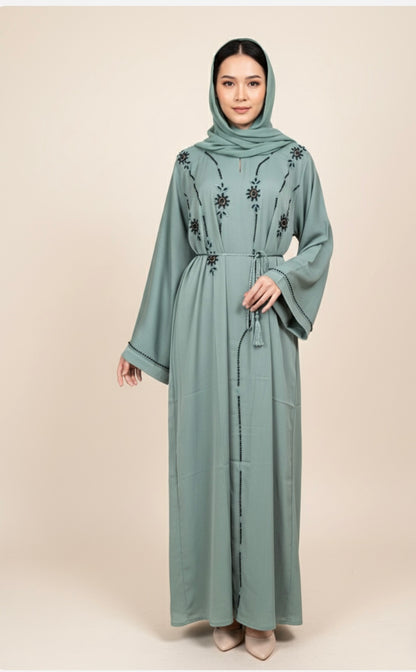 Women's Abaya Set (3-Piece) – Modest Wear with Matching Scarf & Waist Tie