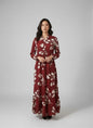 Women’s Long Sleeve Floral Maxi Dress – Long Length Cotton Fabric