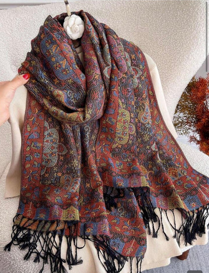 Women fashionable warm cashew patterns printed scarf classic paisley hijab and shawl hijab for abaya