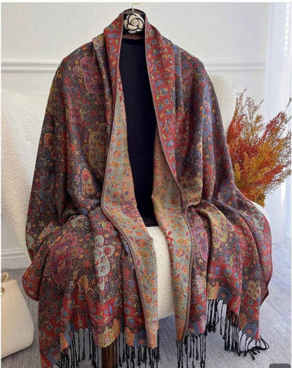 Women fashionable warm cashew patterns printed scarf classic paisley hijab and shawl hijab for abaya