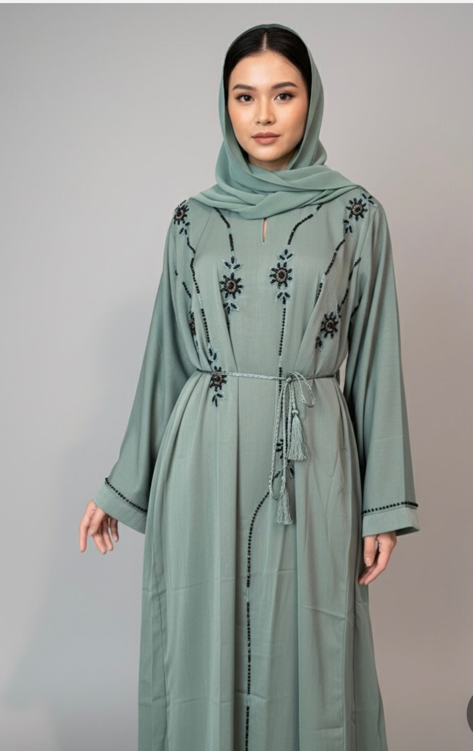 Women's Abaya Set (3-Piece) – Modest Wear with Matching Scarf & Waist Tie