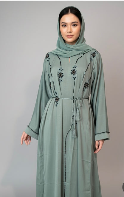 Women's Abaya Set (3-Piece) – Modest Wear with Matching Scarf & Waist Tie