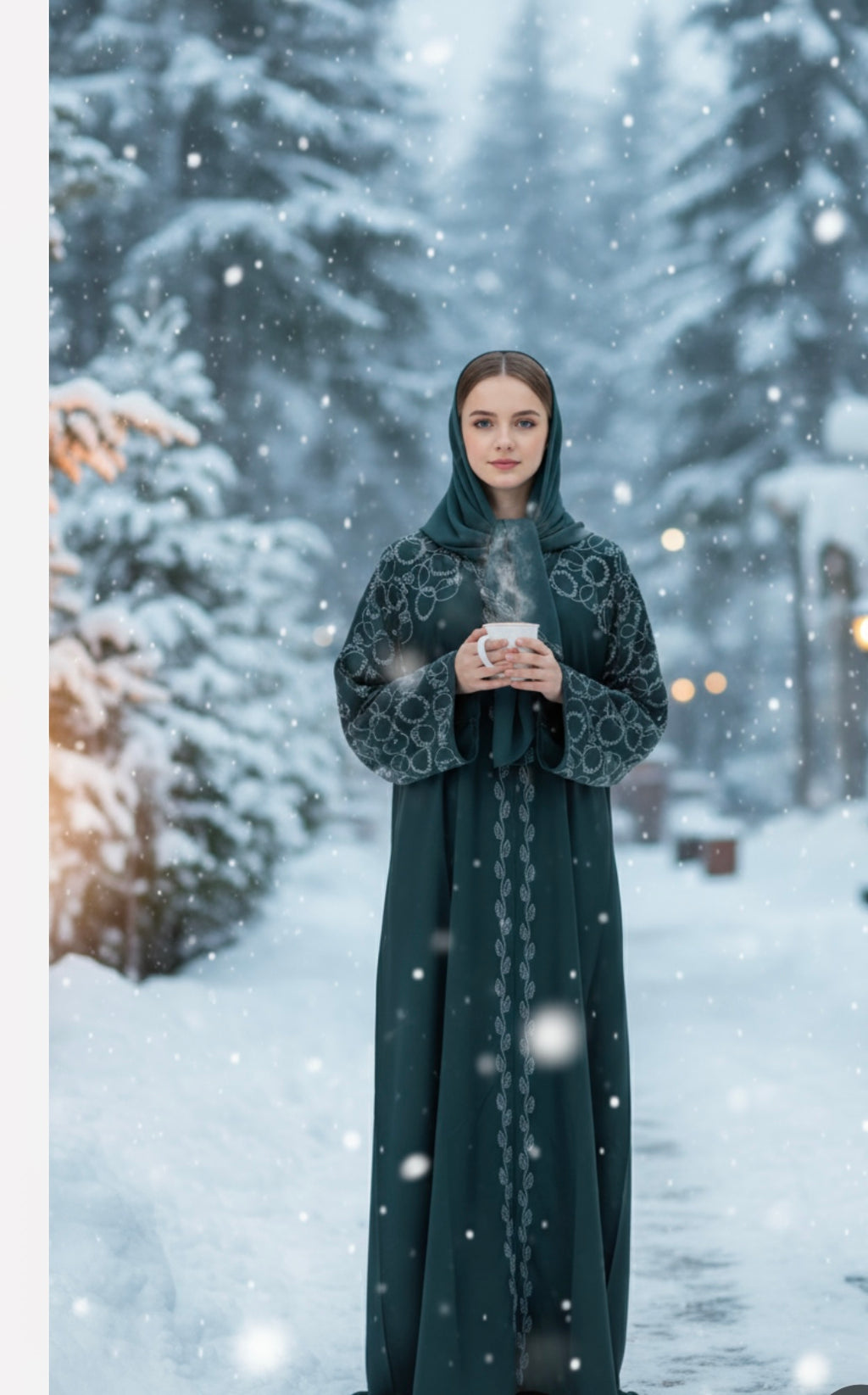 Closed Green Satin Abaya, crafted from luxurious satin fabric