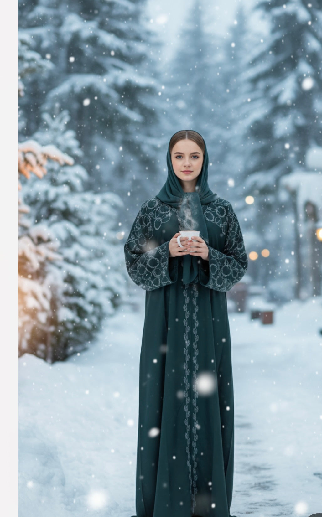 Closed Green Satin Abaya, crafted from luxurious satin fabric