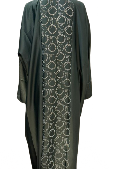 Closed Green Satin Abaya, crafted from luxurious satin fabric
