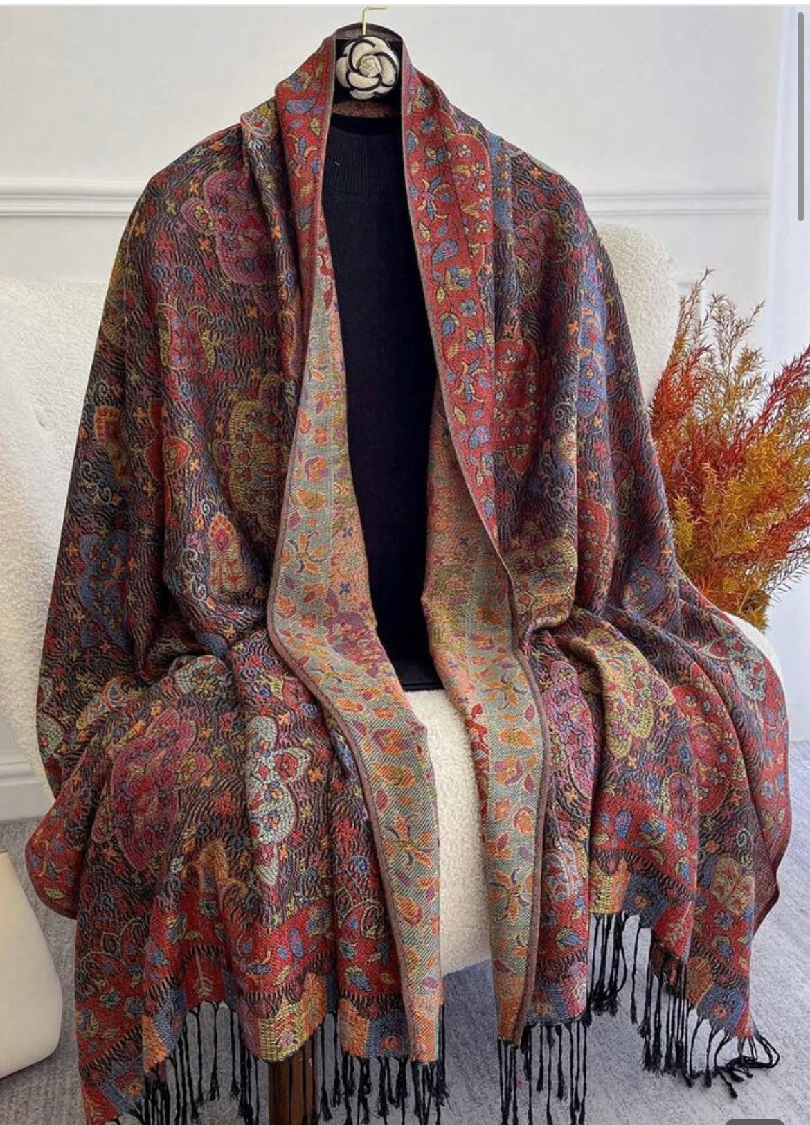 Women fashionable warm cashew patterns printed scarf classic paisley hijab and shawl hijab for abaya