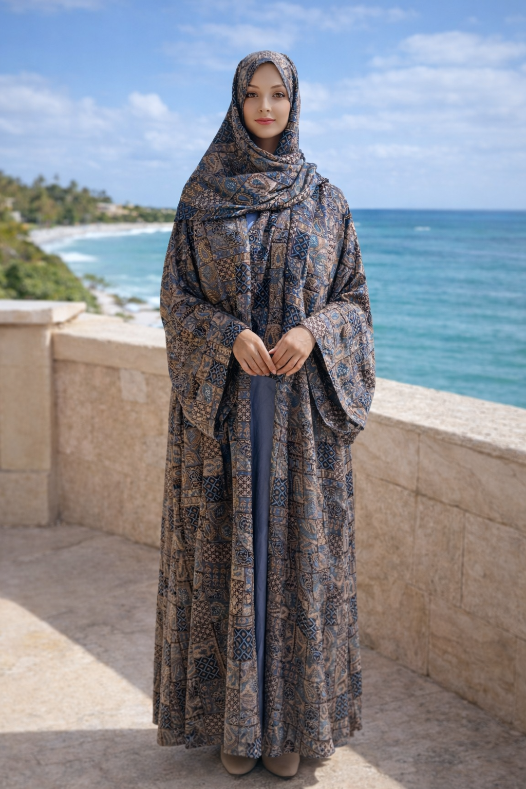 Silver Paisley Elegance Abaya Set