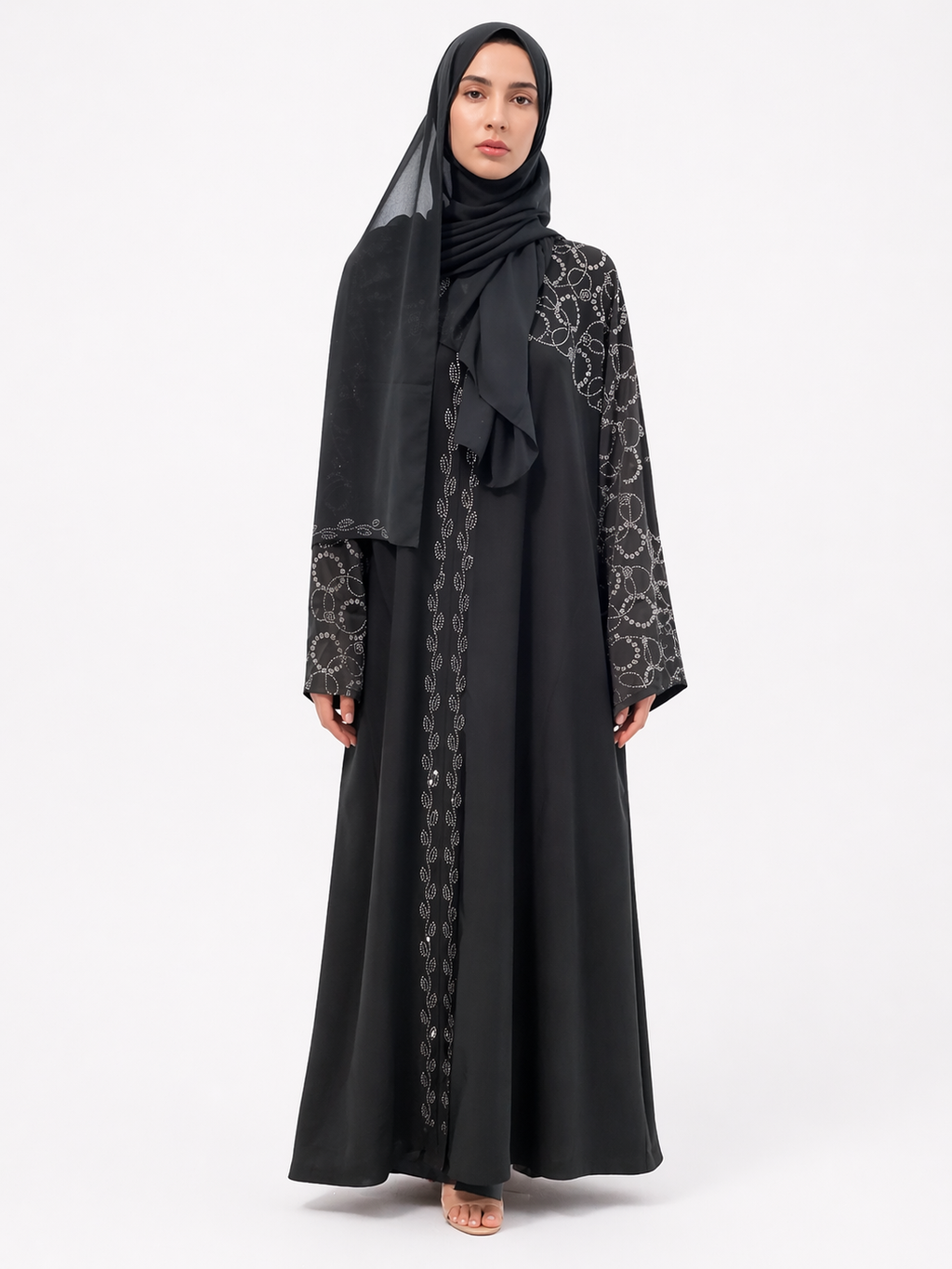 Closed Green Satin Abaya, crafted from luxurious satin fabric