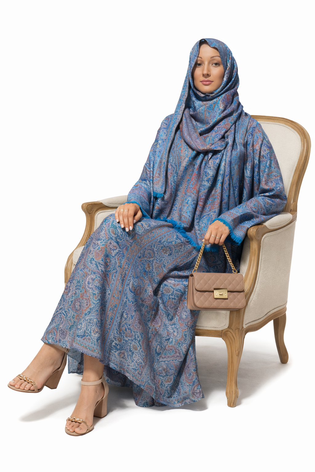 Silver Paisley Elegance Abaya Set