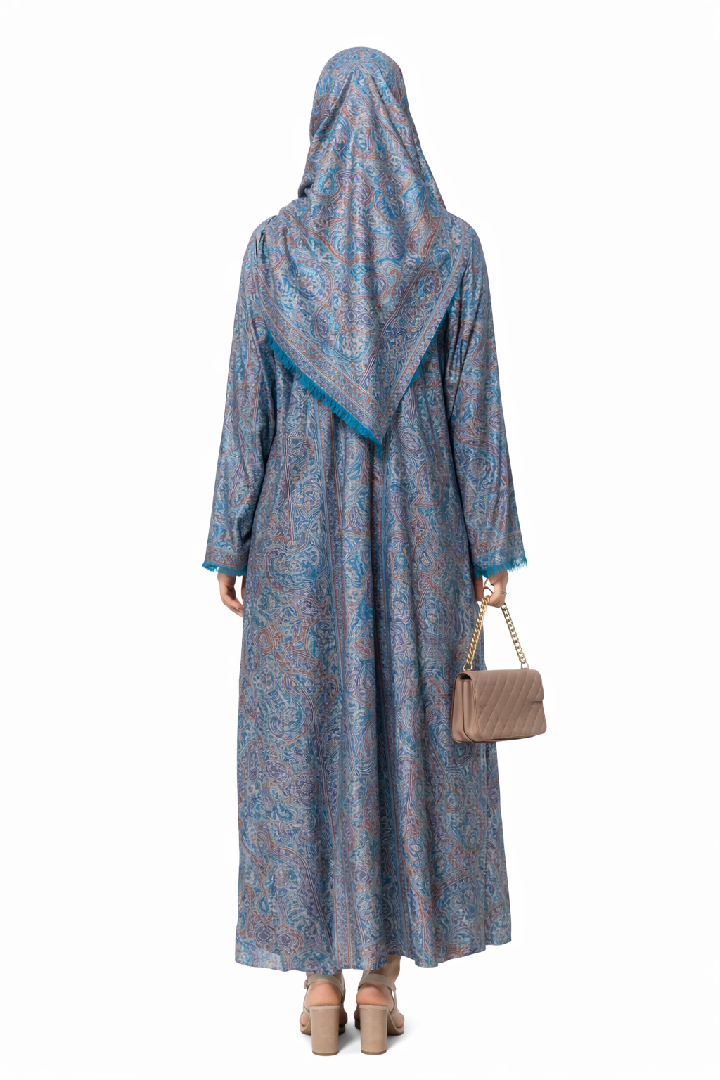 Silver Paisley Elegance Abaya Set